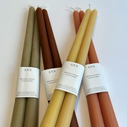 Octagon Beeswax Taper Candles – Eucalyptus (Pair) – Alma Supply Store