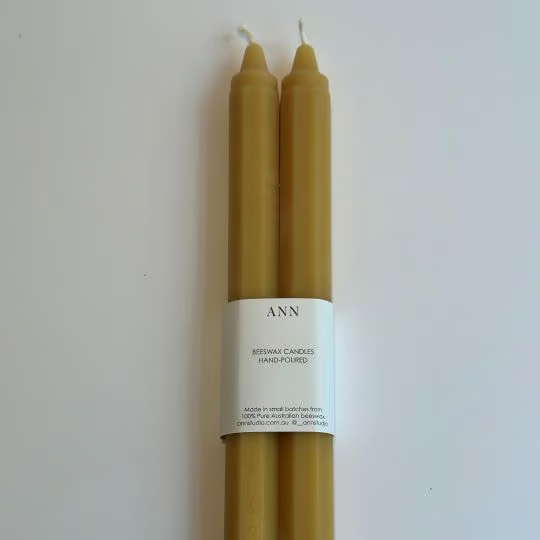 Octagon Beeswax Taper Candles – Natural (Pair) – Alma Supply Store